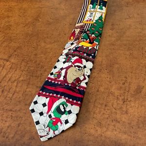 Looney Toons Bugs Taz Daffy Silk Christmas Tie